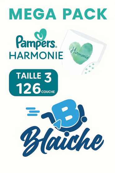PAMPERS COUCHES BÉBÉ HARMONIE -TAILLE 3 - 126 COUCHES ( 6-10KG )
