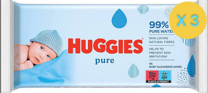 3 х LINGETTE HUGGIES PURE (56 LINGETTES)