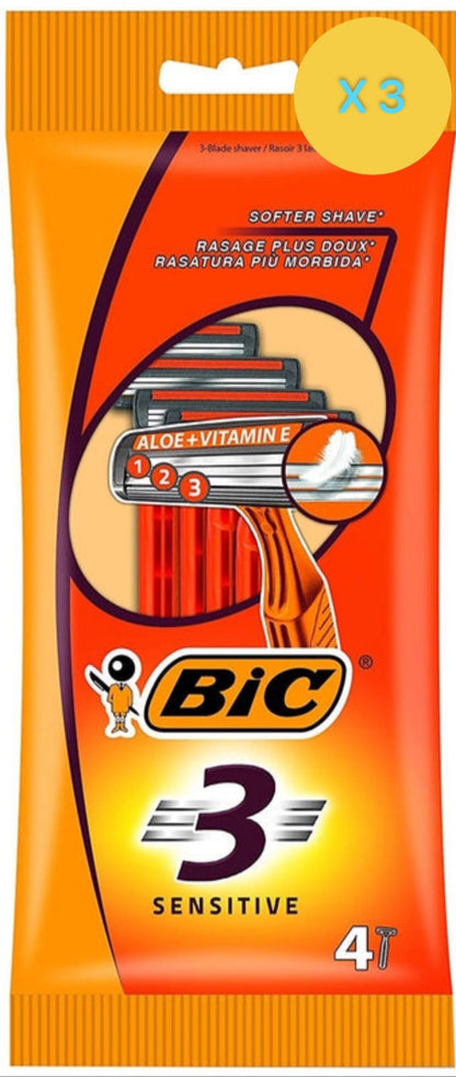 6 х BIC RASOIR 3 LAMES 4PCS SENSITIVE JETABLE