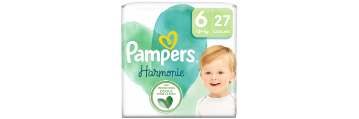 PAMPERS COUCHES BÉBÉ HARMONIE -TAILLE 6 - 27 COUCHES (13 + KG )